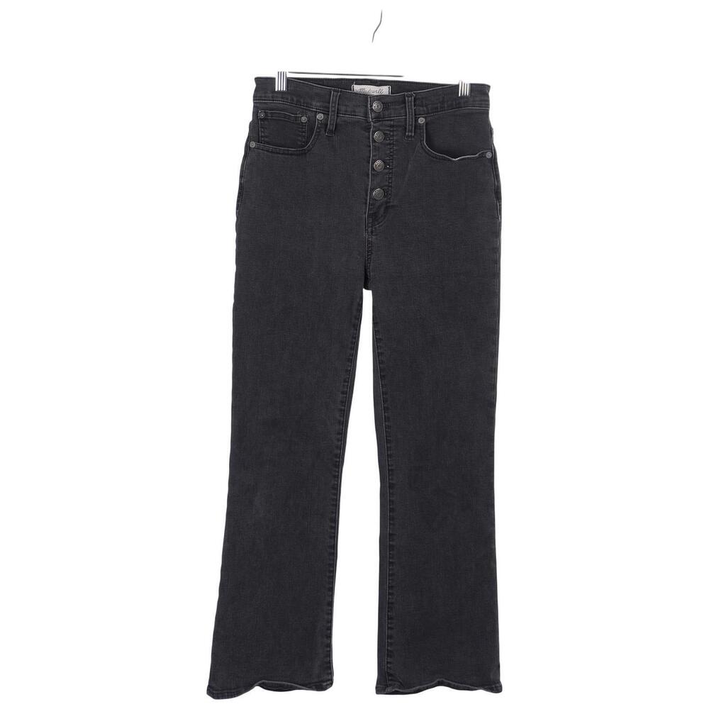 Madewell Cali Demi-Boot Jeans 28 Washed Black Button Fly Cotton Blend #AA897